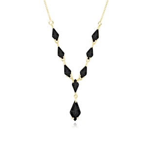Colier argint placat cu aur galben cu pietre negre DiAmanti Z1462NG_B-DIA (Argint 925‰ 5,5 g.)